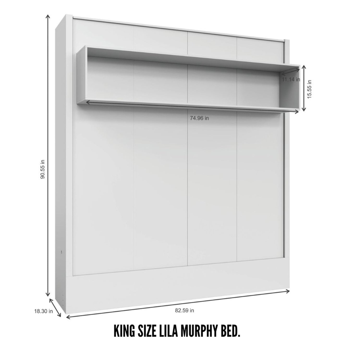 Easy-Lift King Murphy Wall Bed in Brown with Shelf