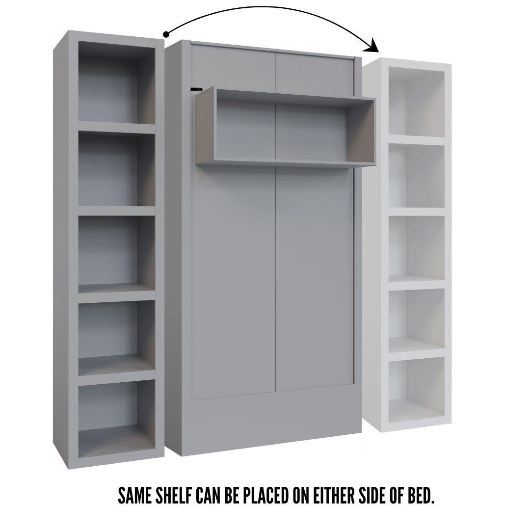 Easy-Lift Twin Murphy Wall Bed in Grey with Bookshelf - Sharicks