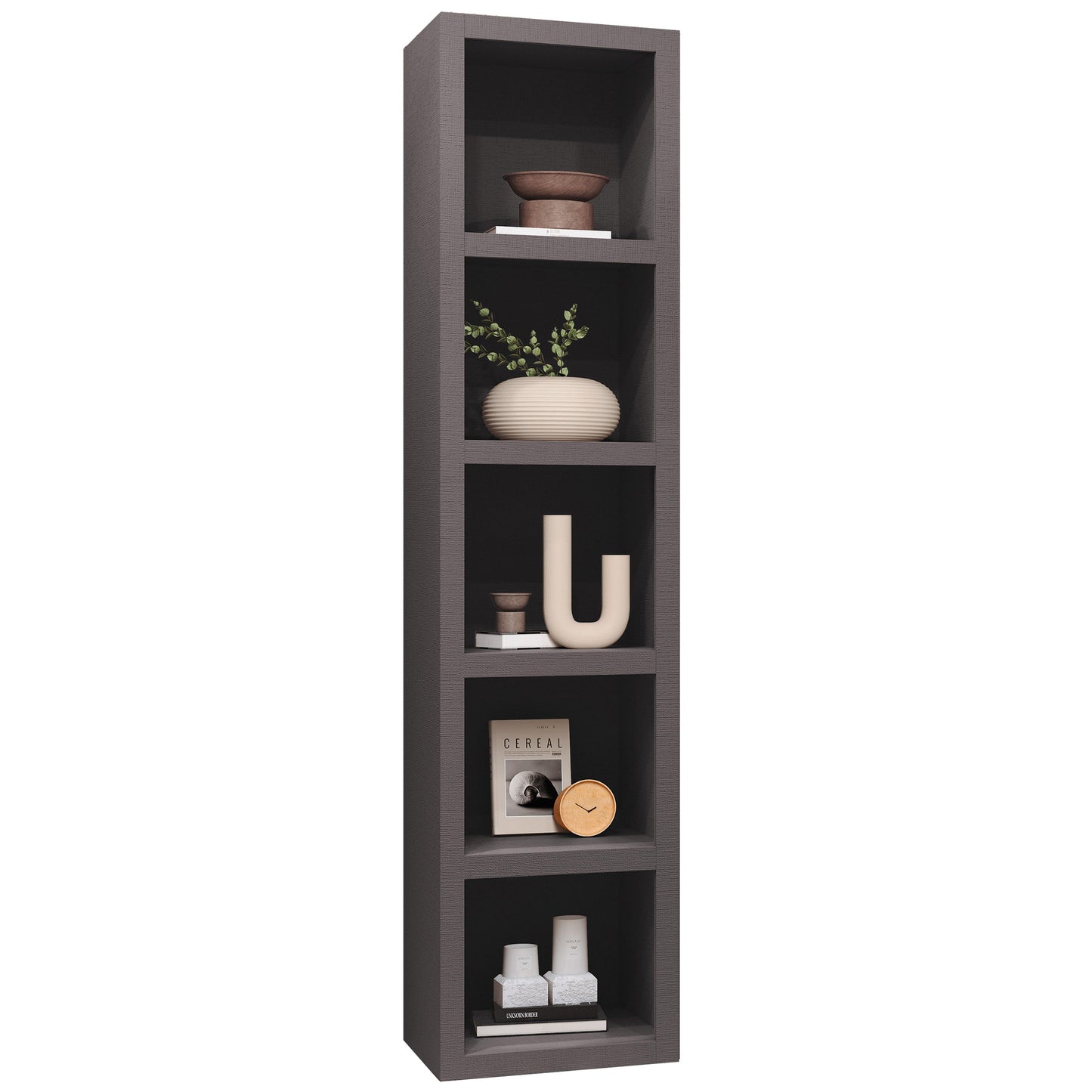 Dark Grey 85-in Tall Wooden Bookcase Shelf - Sharicks