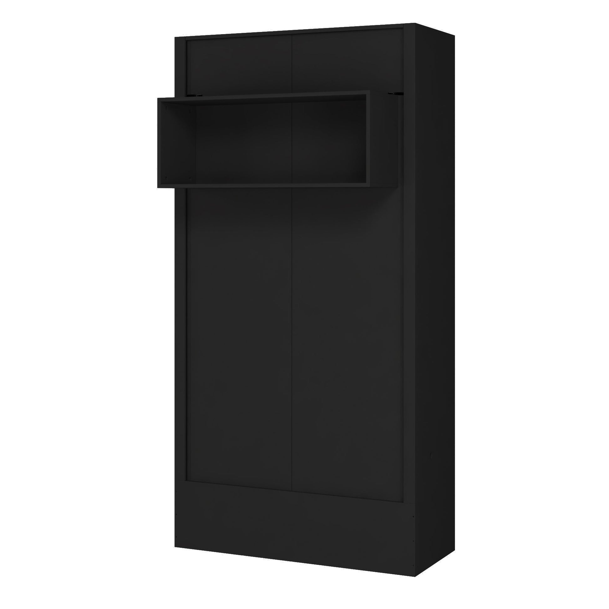 Easy-Lift Twin Murphy Wall Bed in Black with Shelf - Sharicks