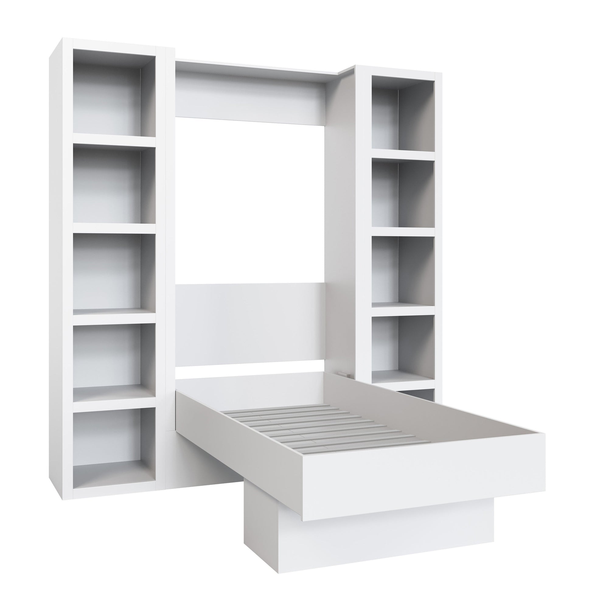 White Twin Murphy Bed with Bookshelves - Sharicks