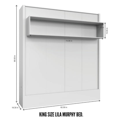 Easy-Lift King Murphy Wall Bed in Brown with Shelf