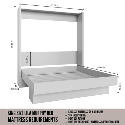 Easy-Lift King Murphy Wall Bed in Brown with Shelf