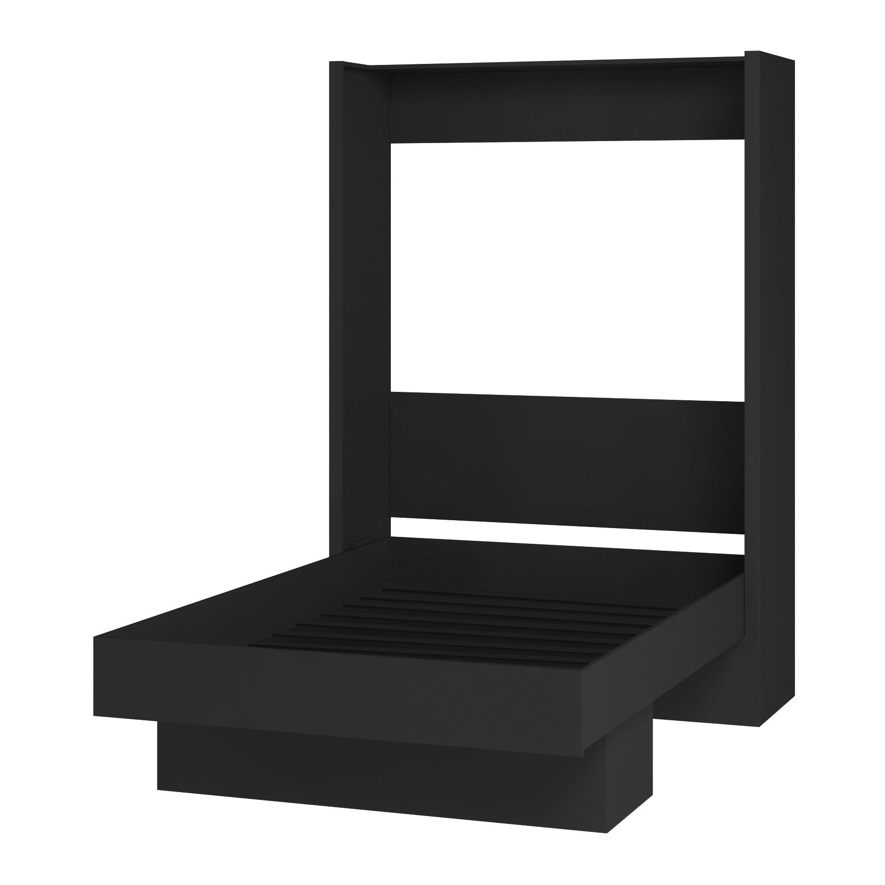 Easy-Lift Full Murphy Wall Bed in Black with Shelf - Sharicks