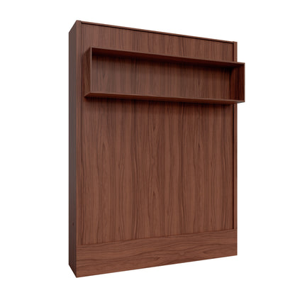 Easy-Lift King Murphy Wall Bed in Brown with Shelf