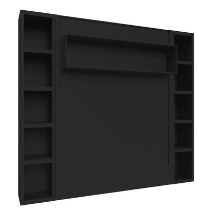 Easy-Lift King Murphy Wall Bed in Black with Two Bookshelves