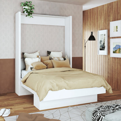 Easy-Lift Queen Murphy Wall Bed in White with Shelf - Sharicks