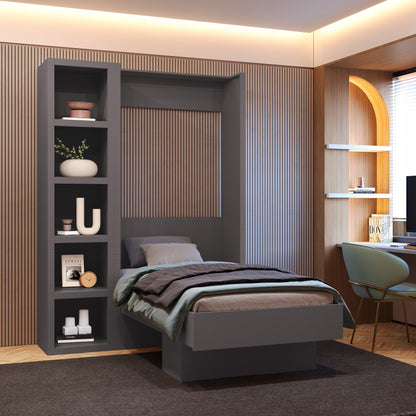 Dark Grey 91-in Tall Wooden Bookcase Shelf - Sharicks