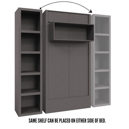 Easy-Lift Twin Murphy Wall Bed in Dark Grey with Bookshelf - Sharicks