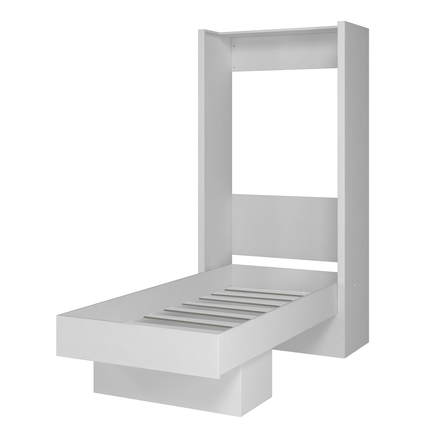 Easy-Lift Twin Murphy Wall Bed in White with Shelf - Sharicks