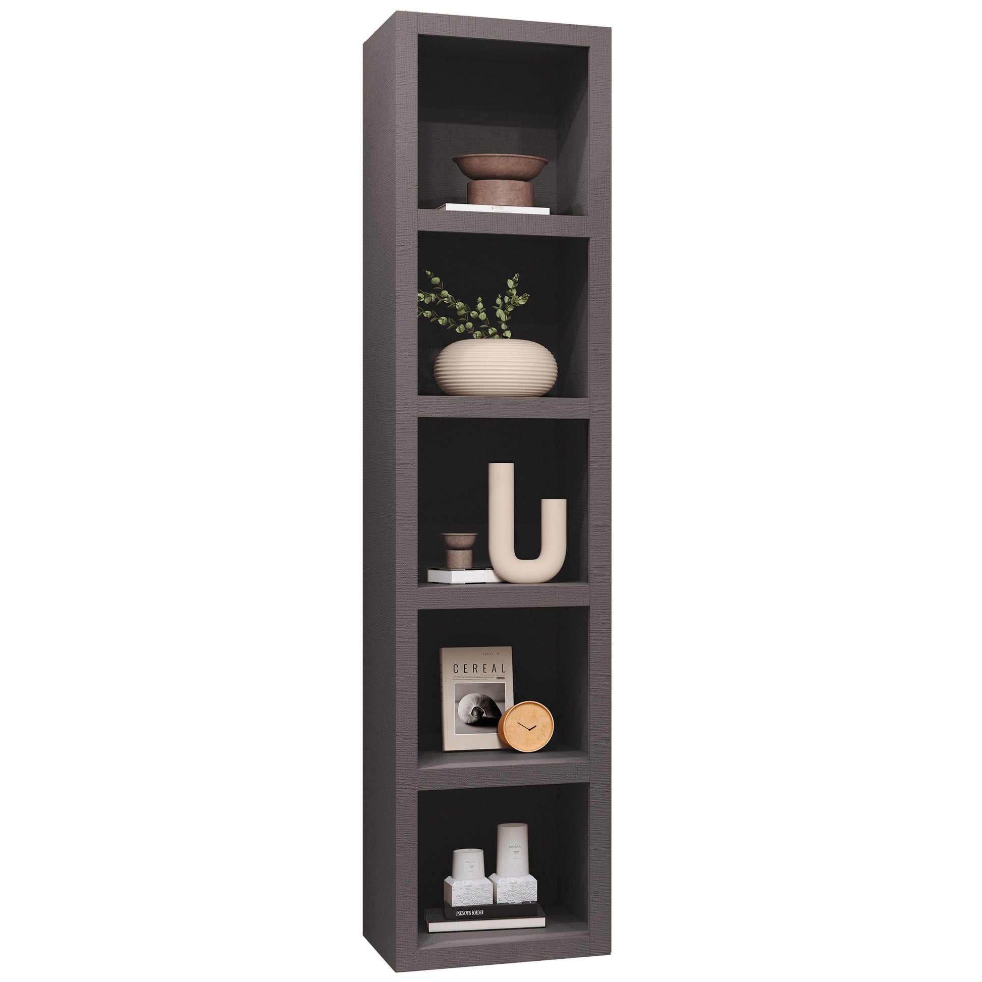 Dark Grey 91-in Tall Wooden Bookcase Shelf - Sharicks