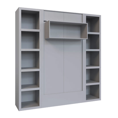 Grey Twin Murphy Bed with Bookshelves - Sharicks