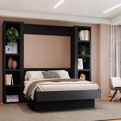Black 84-in Tall Wooden Bookcase Shelf - Sharicks
