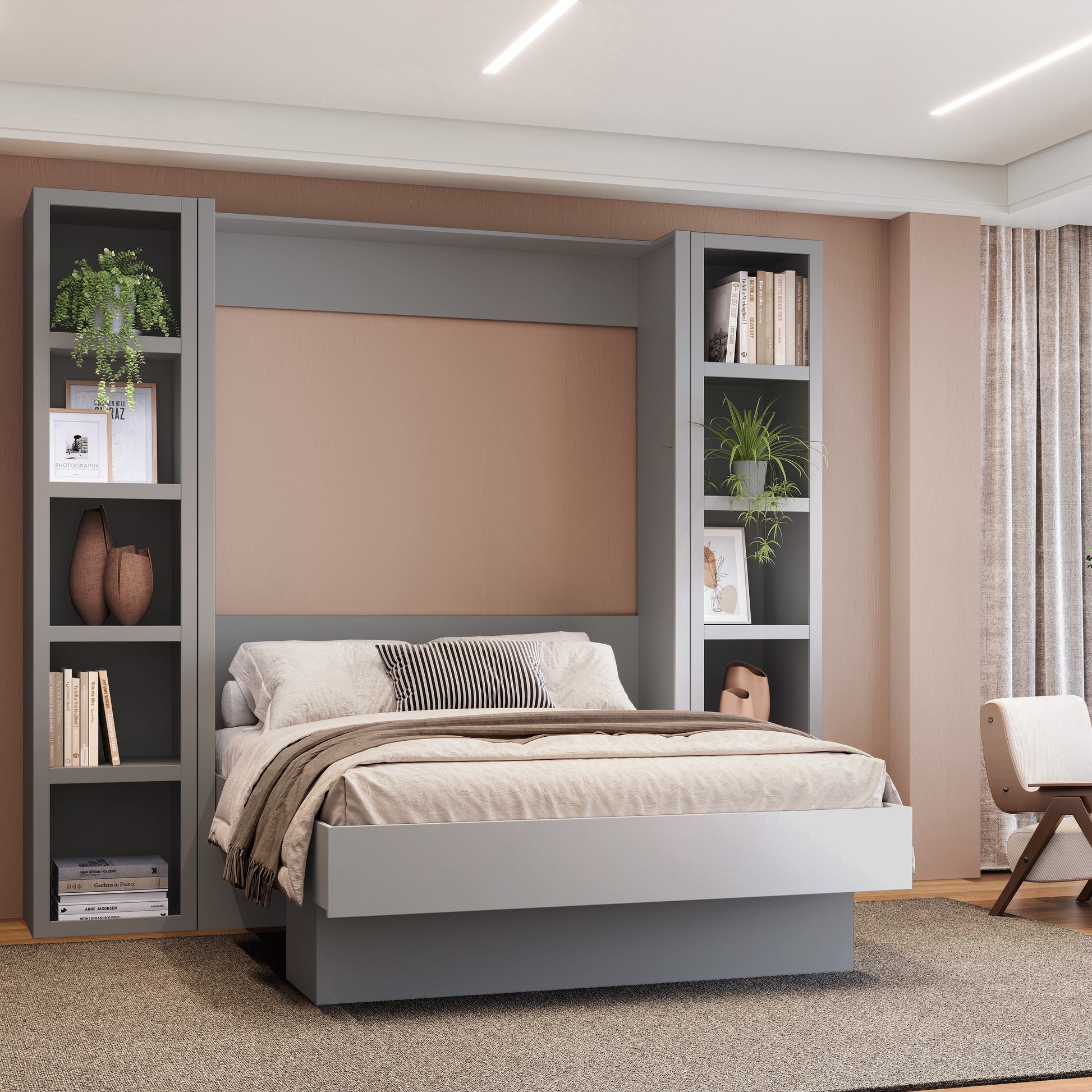 Grey 84-in Tall Wooden Bookcase Shelf - Sharicks