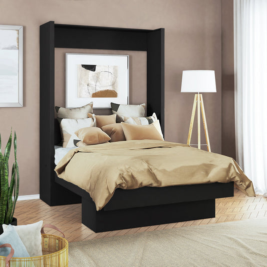 Easy-Lift Full Murphy Wall Bed in Black with Shelf - Sharicks