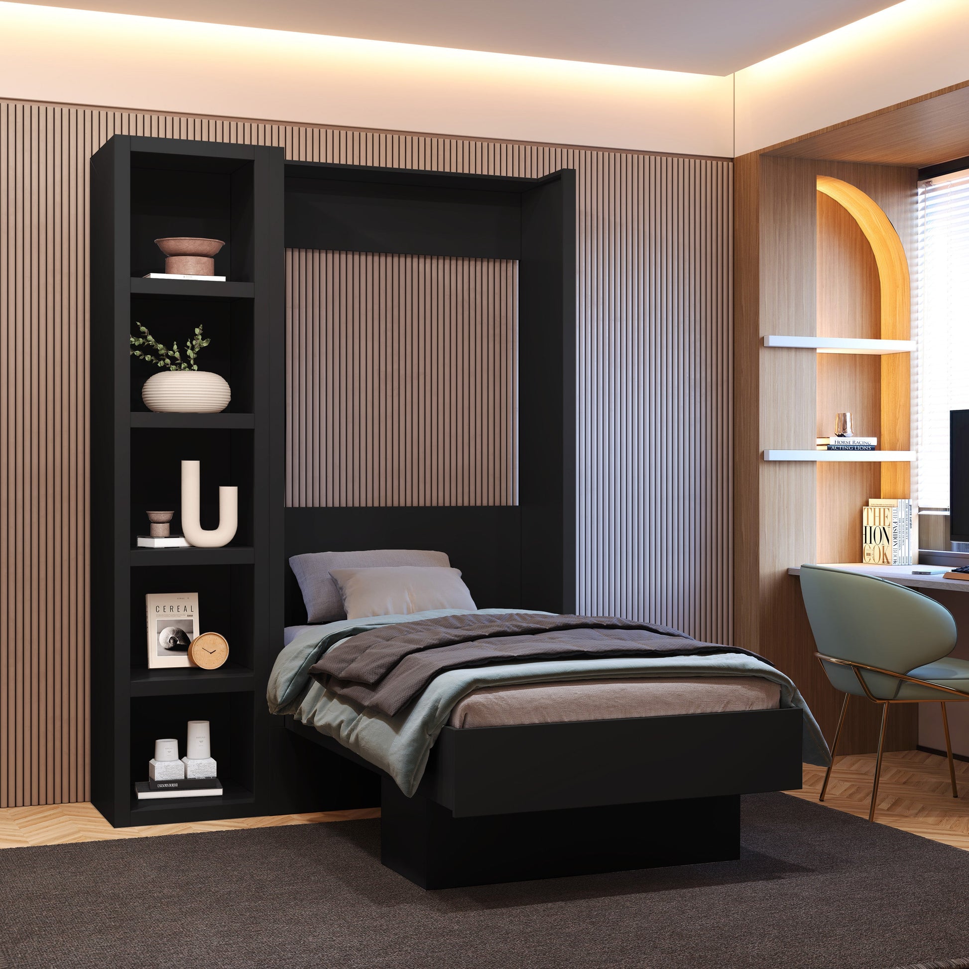 Black 85-in Tall Wooden Bookcase Shelf - Sharicks
