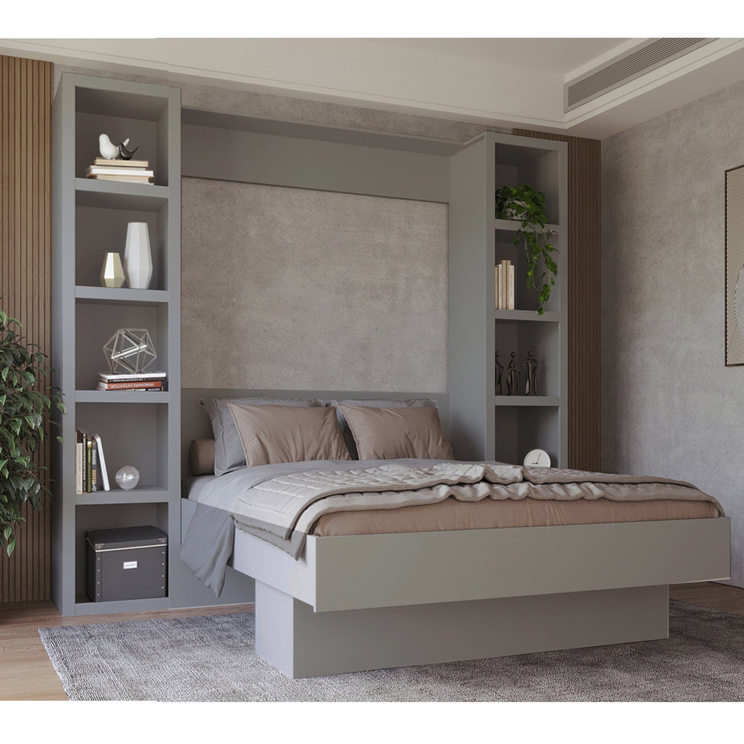 Grey 91-in Tall Wooden Bookcase Shelf - Sharicks
