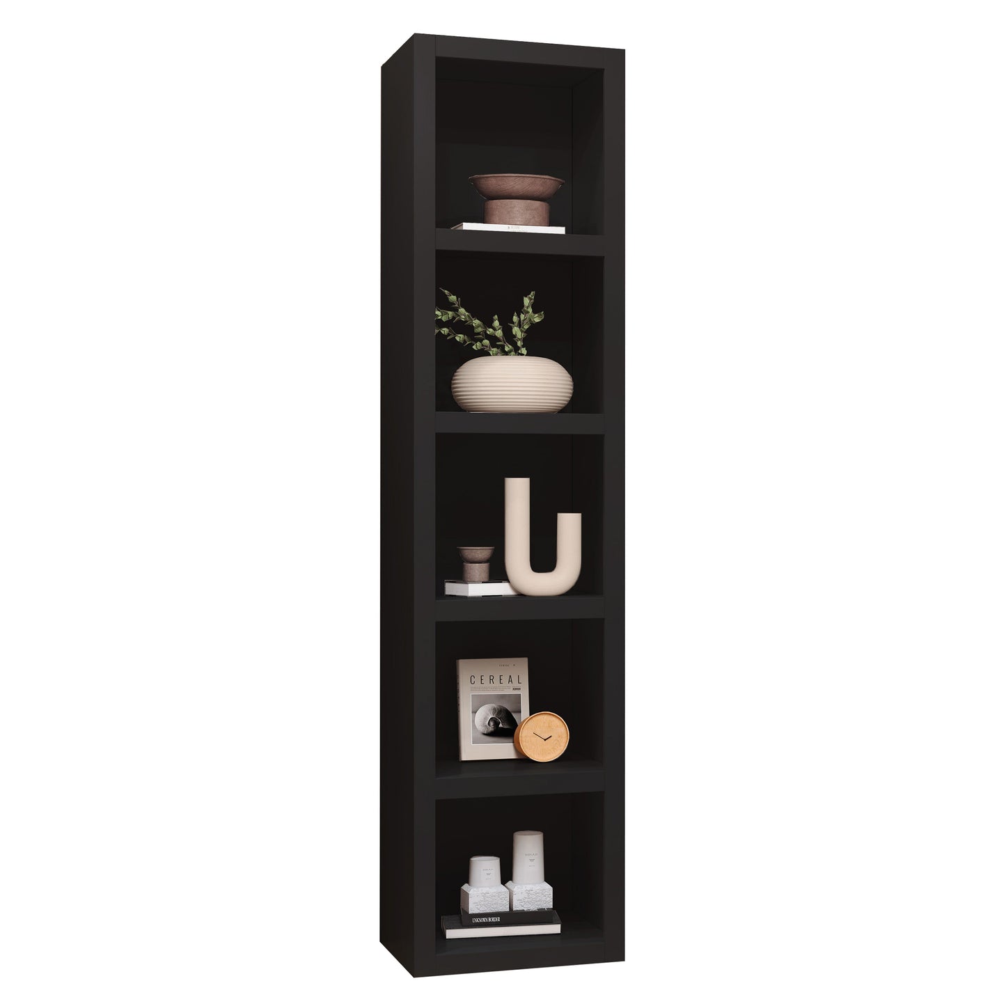 Black 91-in Tall Wooden Bookcase Shelf - Sharicks