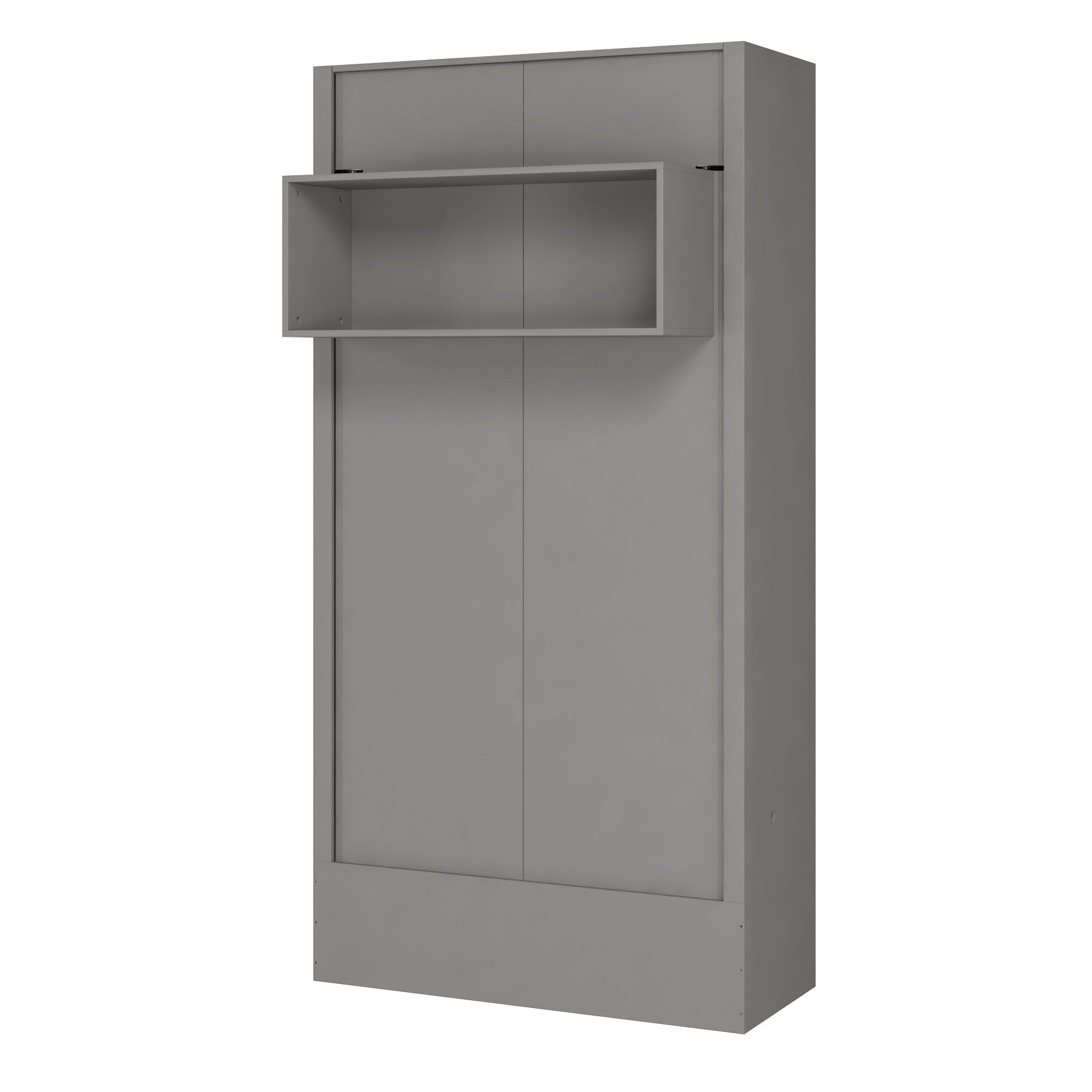 Easy-Lift Twin Murphy Wall Bed in Grey with Shelf - Sharicks