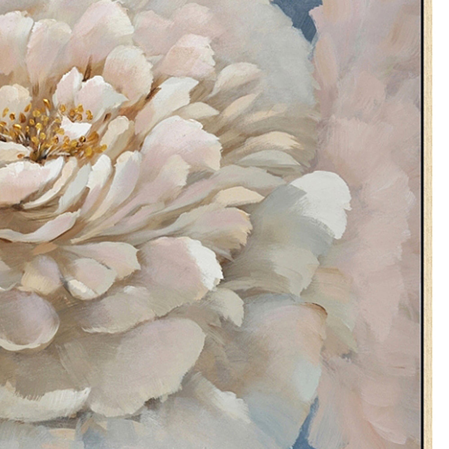 Hand Painted Acrylic Wall Art Pink Flower on a 39 x 39 Square Canvas with a Brown Wooden Frame - Sharicks