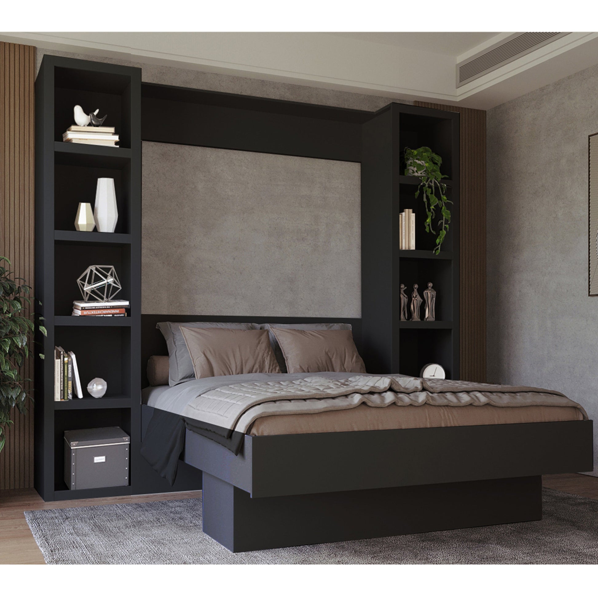 Black 91-in Tall Wooden Bookcase Shelf - Sharicks