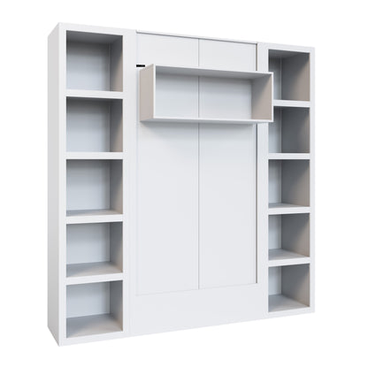 White Twin Murphy Bed with Bookshelves - Sharicks