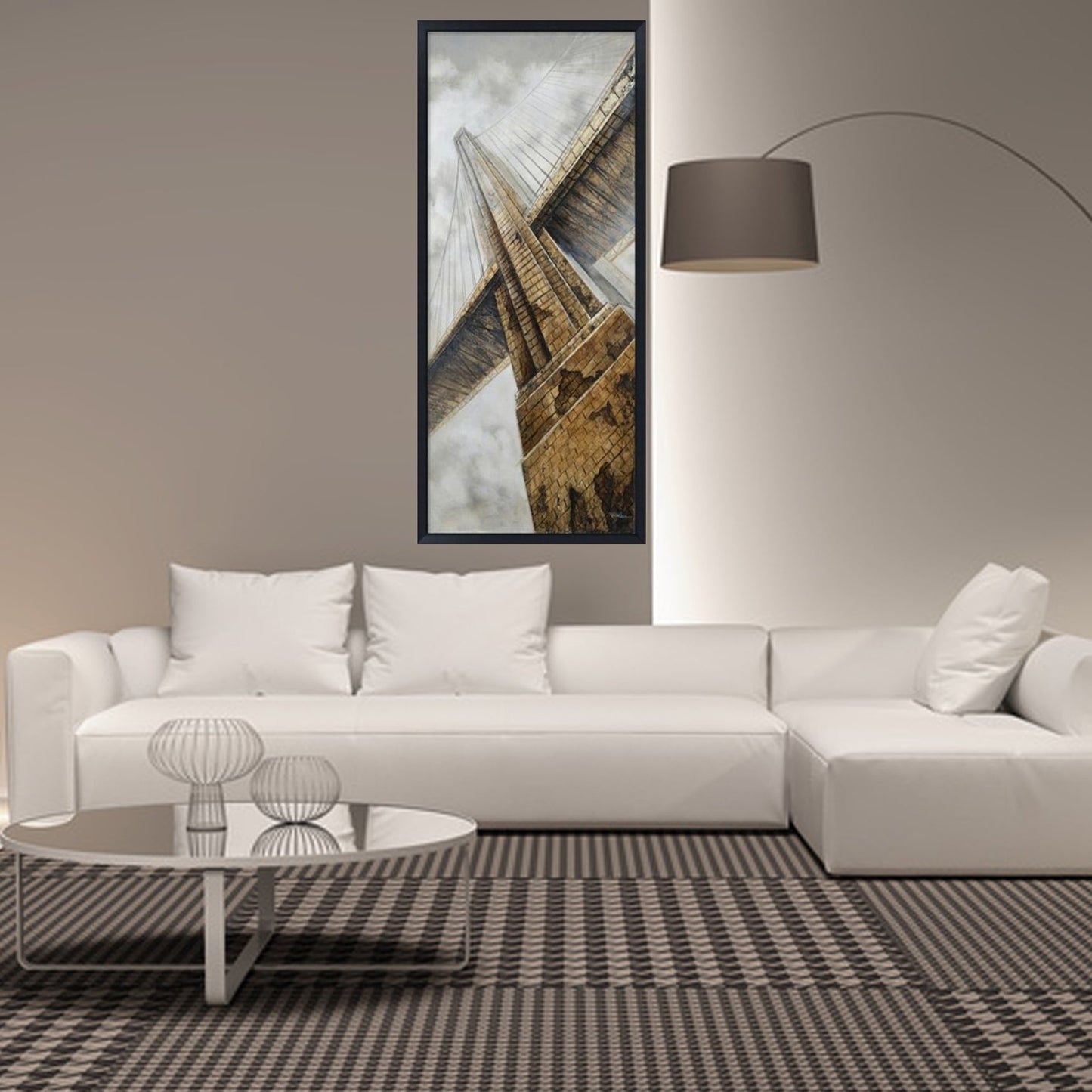 Hand Painted Acrylic and Foam 3D Wall Art Golden Gate Bridge 32 x 71 Rectangular Canvas with a Black Wooden Frame - Sharicks