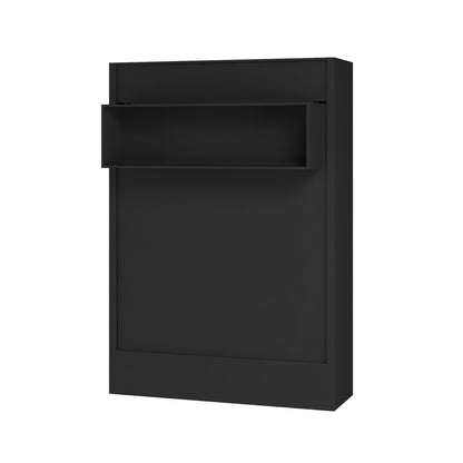 Easy-Lift Queen Murphy Wall Bed in Black with Shelf - Sharicks