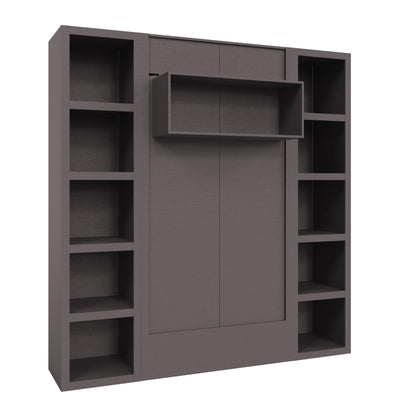Easy-Lift Twin Murphy Wall Bed in Dark Grey with Two Bookshelves - Sharicks