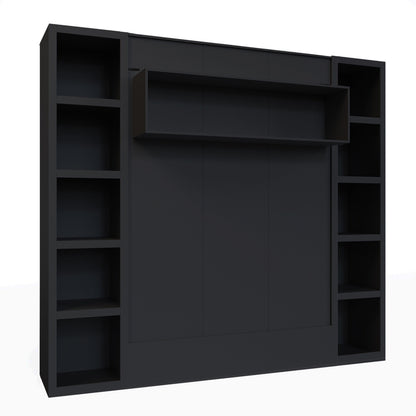 Easy-Lift Full Murphy Wall Bed in Black with Two Bookshelves - Sharicks